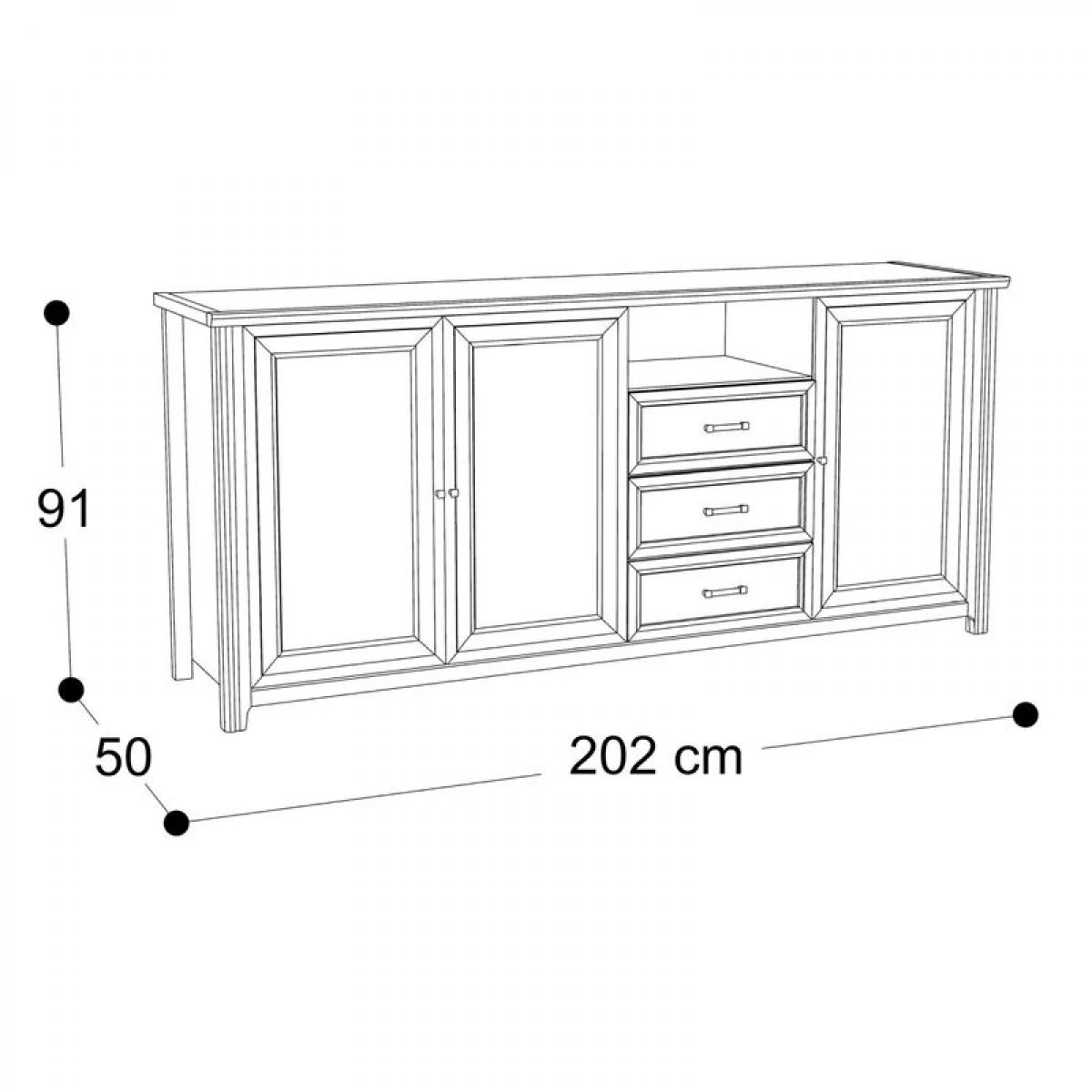 Buffet 3 Portes/ 2 Tiroirs DAISY Imitation ChĂȘne Blanchi â Image 3