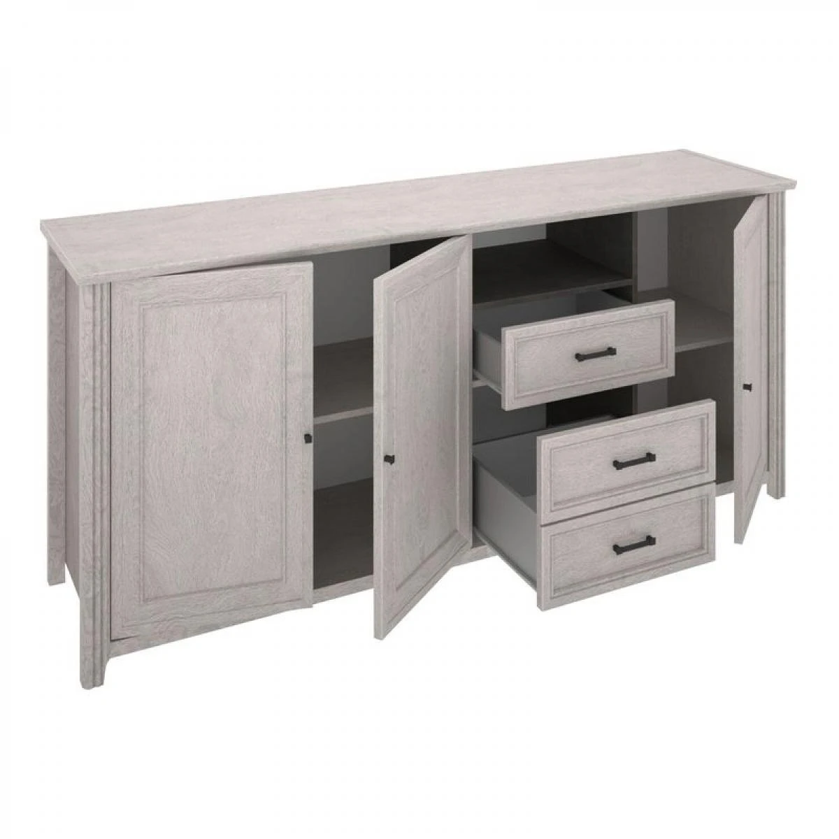 Buffet 3 Portes/ 2 Tiroirs DAISY Imitation ChĂȘne Blanchi â Image 5