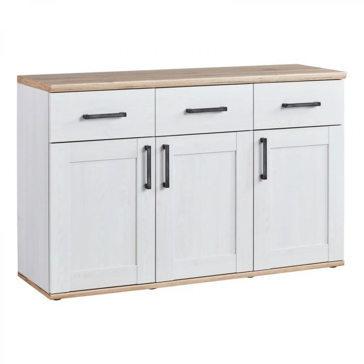 Buffet 3 Portes 3 Tiroirs ROMANCE Imitation Pin/ Imitation ChĂȘne