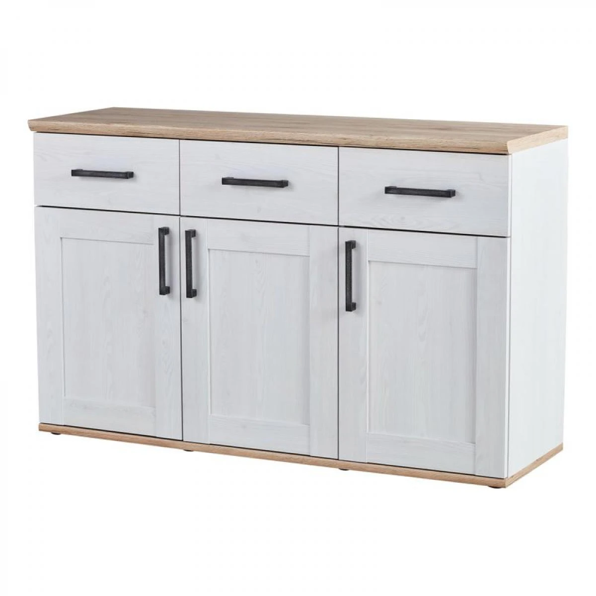 Buffet 3 Portes 3 Tiroirs ROMANCE Imitation Pin/ Imitation ChĂȘne â Image 3