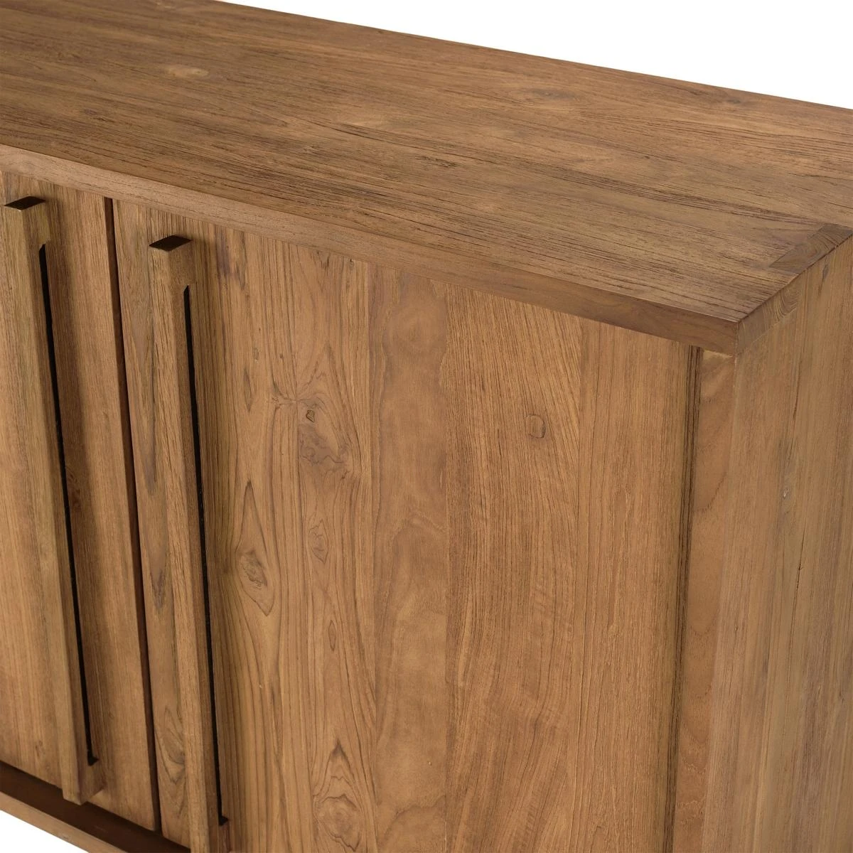 Buffet 3 Portes En Bois De Teck Recyclé Pieds En Métal Noir – Image 5