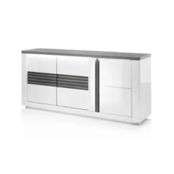 Buffet 3 Portes VERTIGO Blanc/chĂȘne Gris