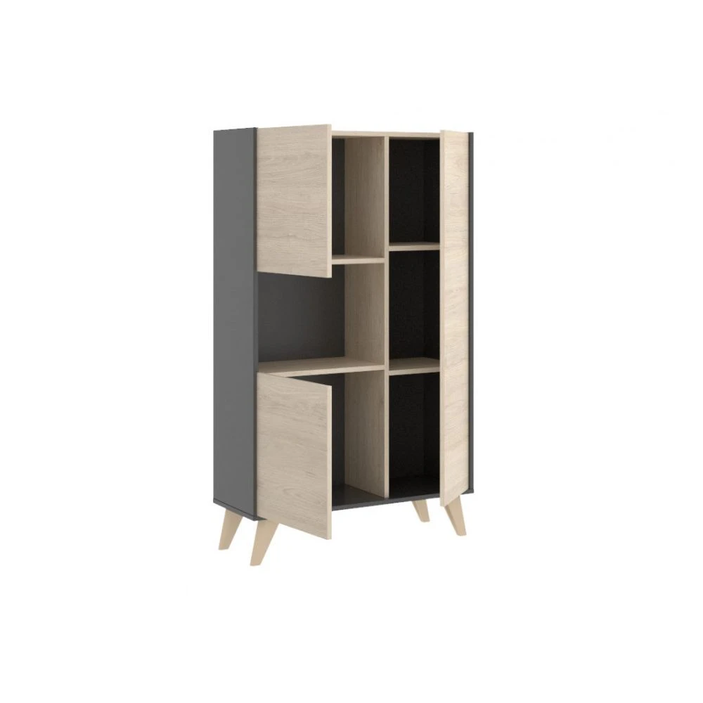 Buffet Haut KOLYMA - 3 Portes & 1 Niche - Coloris : ChĂȘne & Anthracit... â Image 3