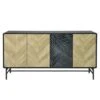 Buffet 4 Portes - Bois Et Métal Noir - L 160 X P 40 X H 93 - BROOKLYN