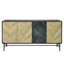 Buffet 4 Portes - Bois Et Métal Noir - L 160 X P 40 X H 93 - BROOKLYN