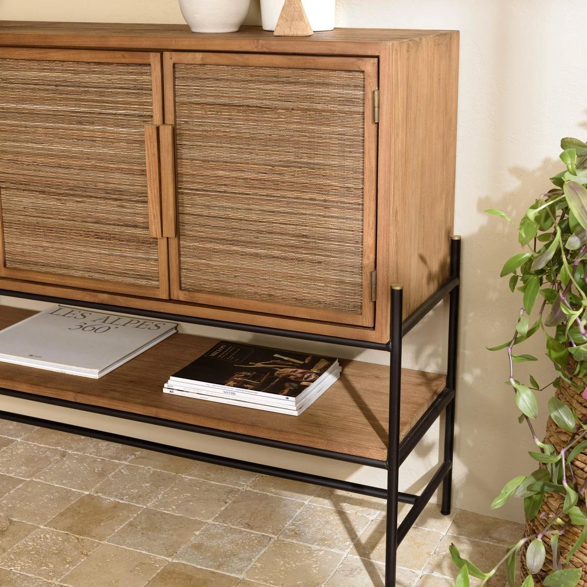 Buffet 4 Portes En Bois De Teck Recyclé – Image 9