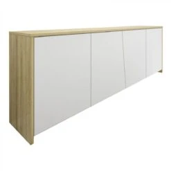 Buffet 4 Portes ESSENTIAL Imitation ChĂȘne Et Blanc