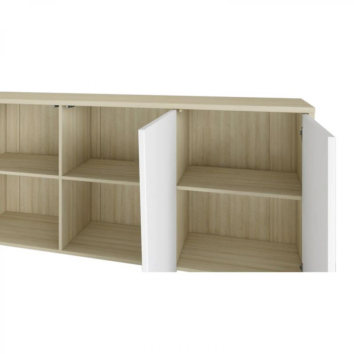 Buffet 4 Portes ESSENTIAL Imitation ChĂȘne Et Blanc â Image 3