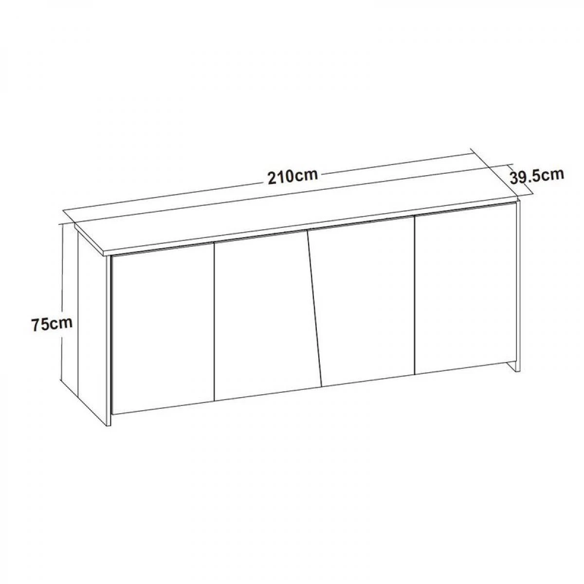 Buffet 4 Portes ESSENTIAL Imitation ChĂȘne Et Blanc â Image 4