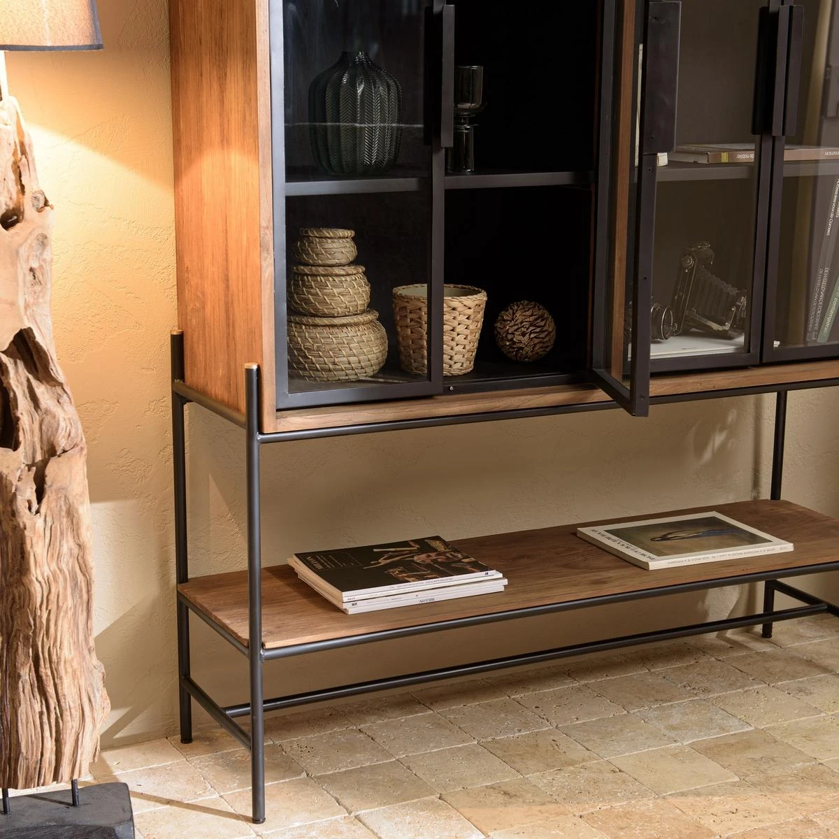 Buffet 4 Portes Vitrées 6 étagères 1 Niche – Image 6