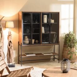 Buffet 4 Portes Vitrées 6 étagÚres 1 Niche