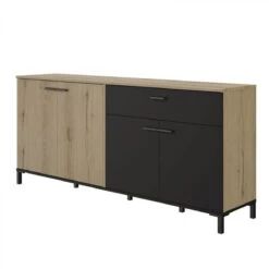 Time Buffet 4 Portes/1 Tiroir TRUST Imitation Chêne/noir -Womo Design Boutique buffet 4 portes1 tiroir trust chenenoir 9161117 23915721 1140x1140