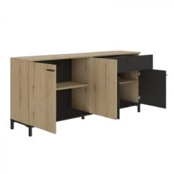 Time Buffet 4 Portes/1 Tiroir TRUST Imitation Chêne/noir -Womo Design Boutique buffet 4 portes1 tiroir trust chenenoir 9161117 23915723 1140x1140