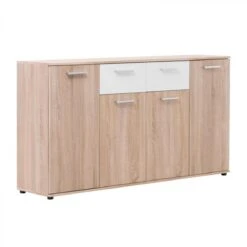 Buffet 4 Portes/2 Tiroirs TOLEDO DĂ©cor ChĂȘne Sonoma/blanc