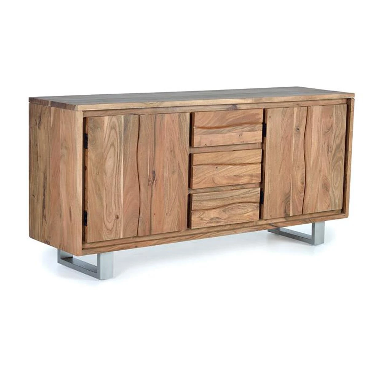 Buffet Bahut En Bois D'acacia Coloris Naturel - Longueur 172 X Profond...