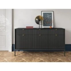 Buffet Avec 3 Portes Et 3 Tiroirs - Noir - LIOUBA
