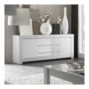 Buffet Bahut Blanc Laqué 2 Portes 3 Tiroirs Design PAULA