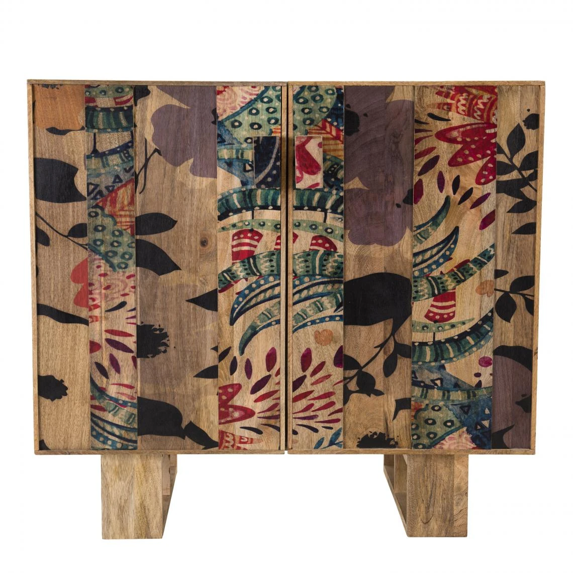 Buffet Bois Manguier 81x45cm 2 Portes 2 étagères Pondichery – Image 2