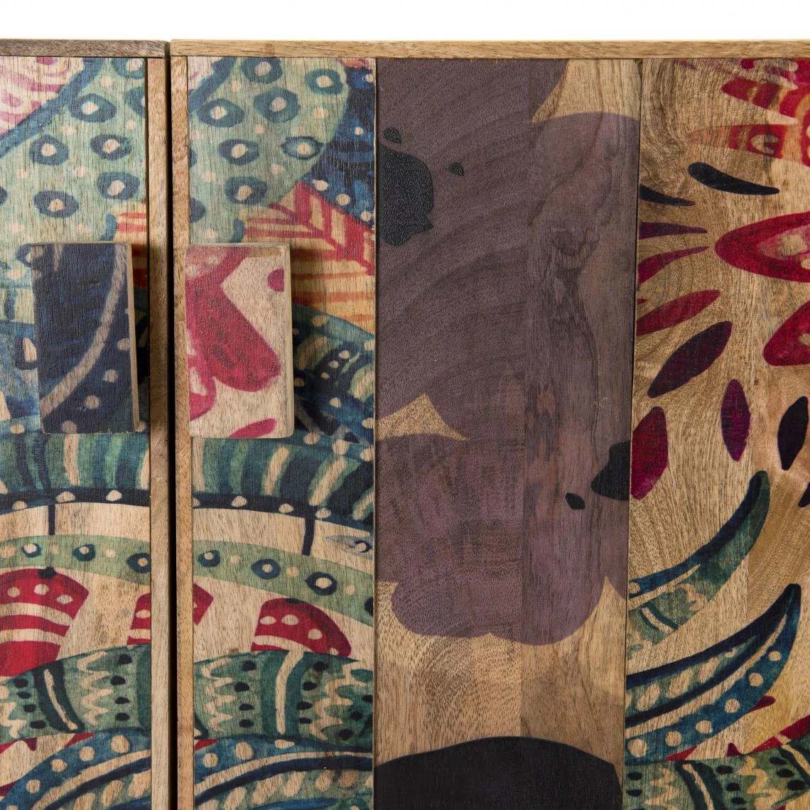 Buffet Bois Manguier 81x45cm 2 Portes 2 étagères Pondichery – Image 3