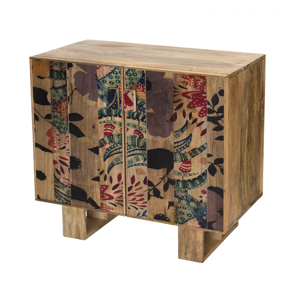 Buffet Bois Manguier 81x45cm 2 Portes 2 étagères Pondichery