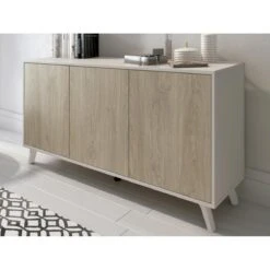 Buffet, Commode, Meuble De Rangement Coloris Chêne/blanc - Longueur 1...