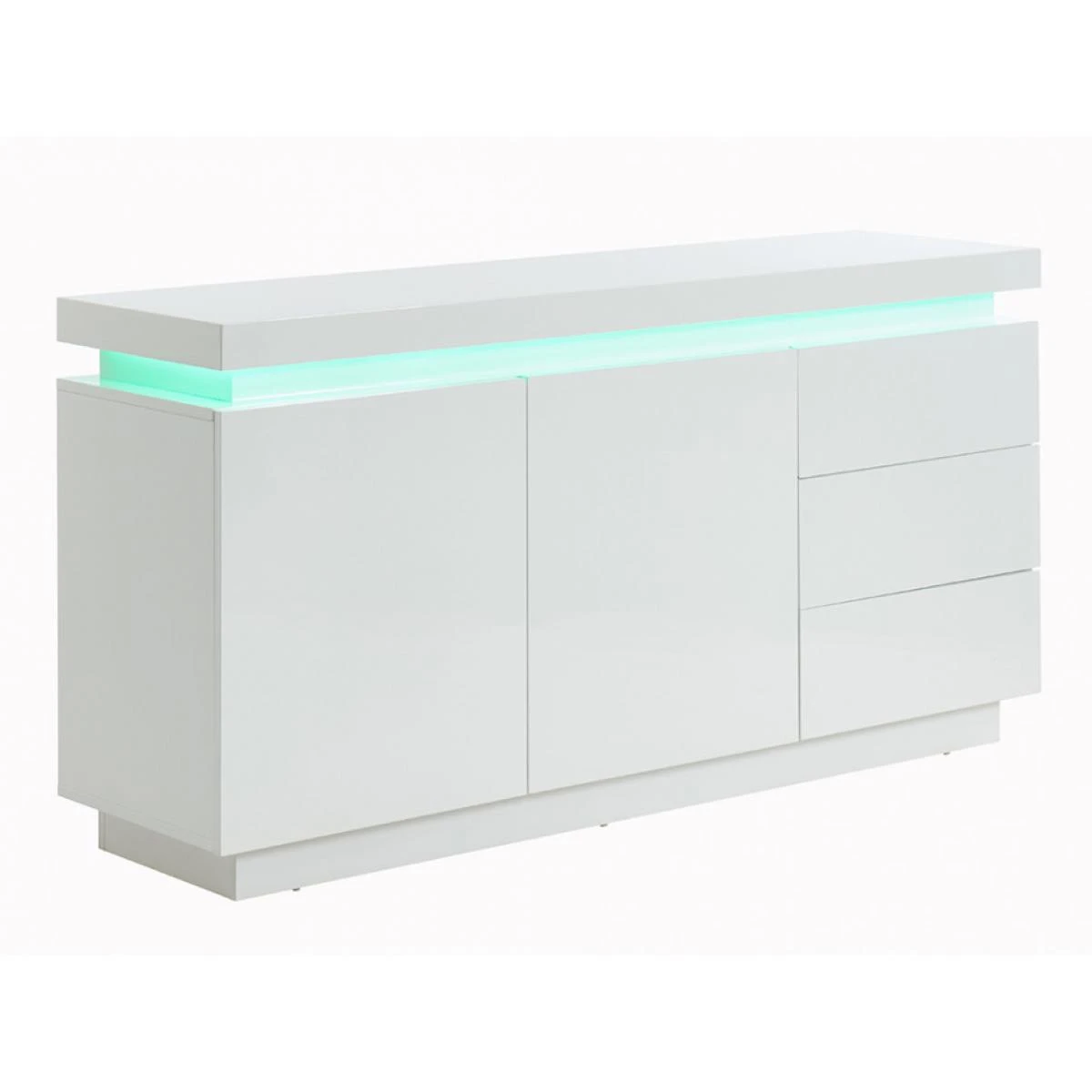 Buffet EMERSON II - LEDs - 2 Portes & 3 Tiroirs - MDF Laqué Blanc 3 Buffet EMERSON II - LEDs - 2 Portes & 3 Tiroirs - MDF Laqué Blanc – Image 3