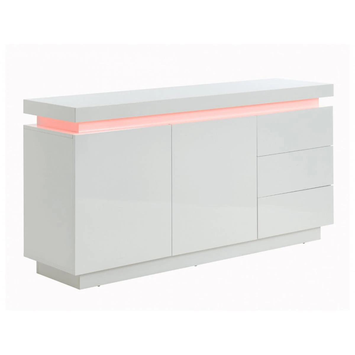 Buffet EMERSON II - LEDs - 2 Portes & 3 Tiroirs - MDF Laqué Blanc 4 Buffet EMERSON II - LEDs - 2 Portes & 3 Tiroirs - MDF Laqué Blanc – Image 4