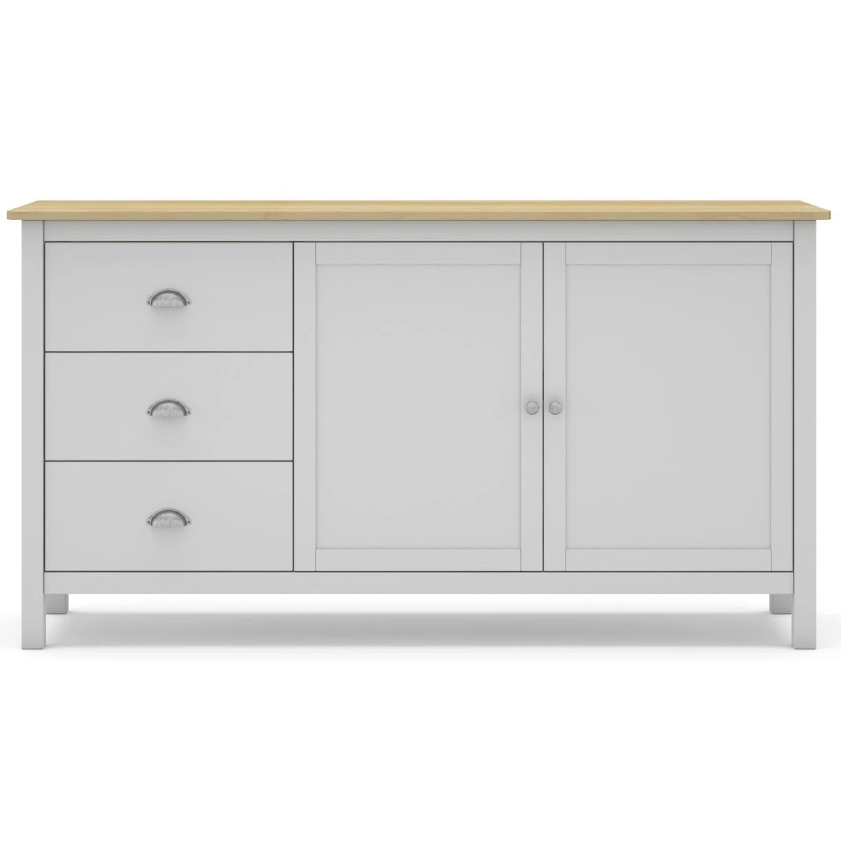 Buffet En Pin Massif ChĂȘne Et Blanc, Meuble De Rangement - Longueur 1...