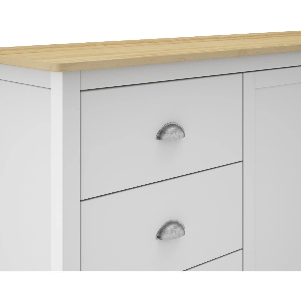 Buffet En Pin Massif ChĂȘne Et Blanc, Meuble De Rangement - Longueur 1... â Image 5