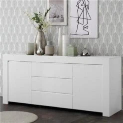 Buffet Enfilade 180 Cm Design Blanc Laqué ALANO