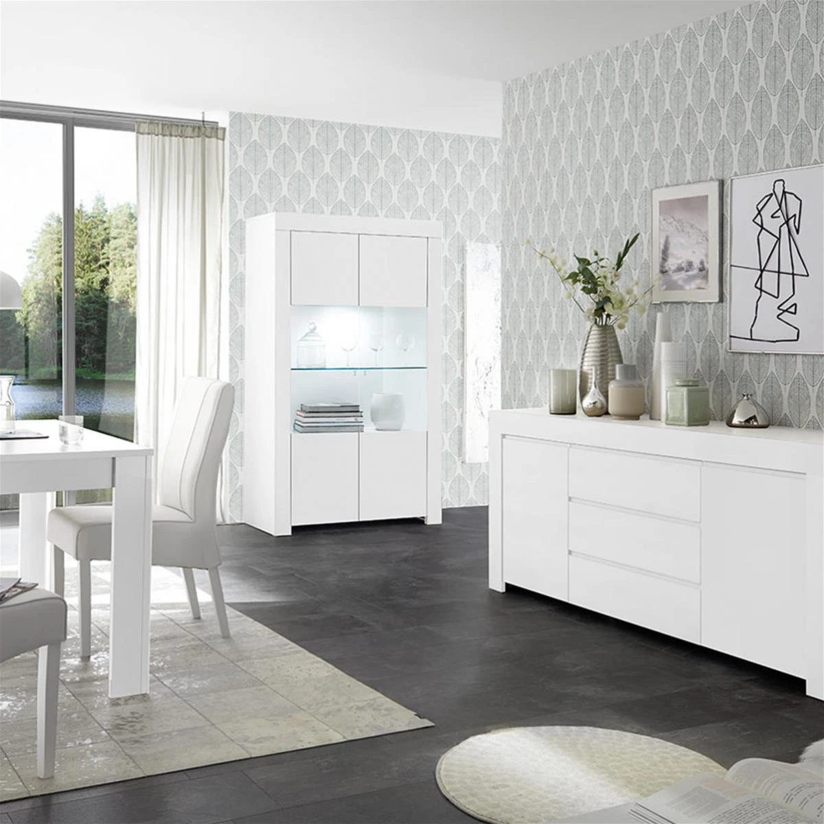 Buffet Enfilade 180 Cm Design Blanc LaquĂ© ALANO â Image 4