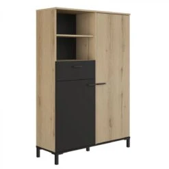 Time Buffet Haut 2 Portes/1 Tirorir TRUST Imitation Chêne/noir