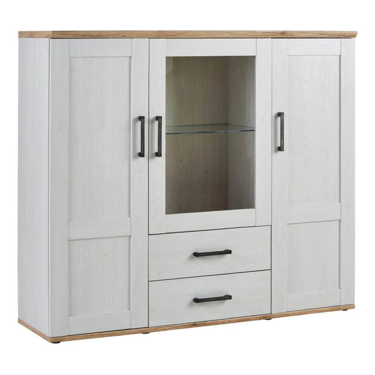 BUffet Haut 3 Portes 2 Tiroirs ROMANCE Imitation Pin/ Imitation ChĂȘne