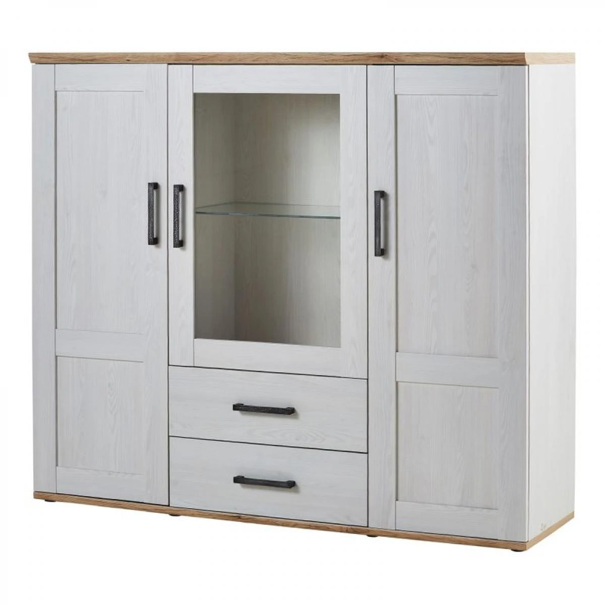 BUffet Haut 3 Portes 2 Tiroirs ROMANCE Imitation Pin/ Imitation ChĂȘne â Image 3