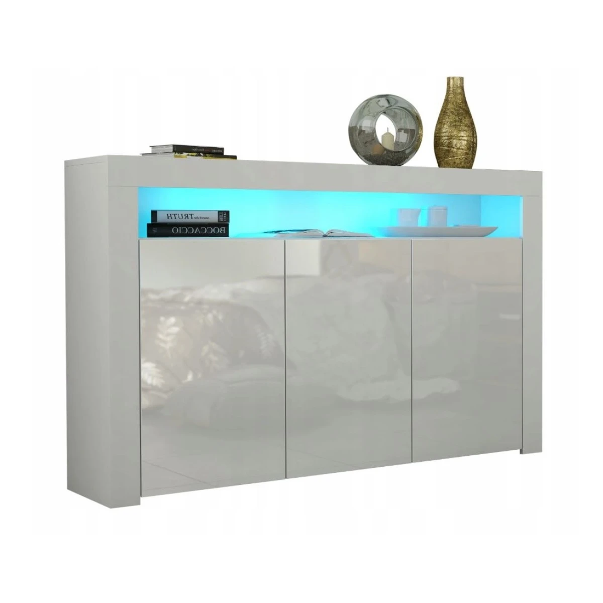 Buffet JIVE 145 Cm Blanc Laqué Avec LEDS – Image 2