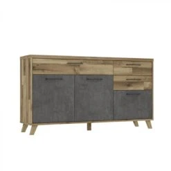 Buffet L.174,2 RICCIANO Imitation ChĂȘne Et BĂ©ton