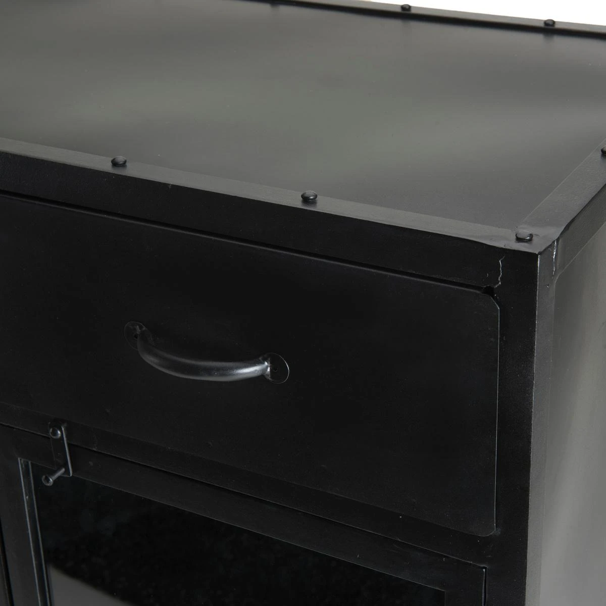 Buffet Métal ROMAIN Noir Industriel 2 Portes 2 Tiroirs – Image 3
