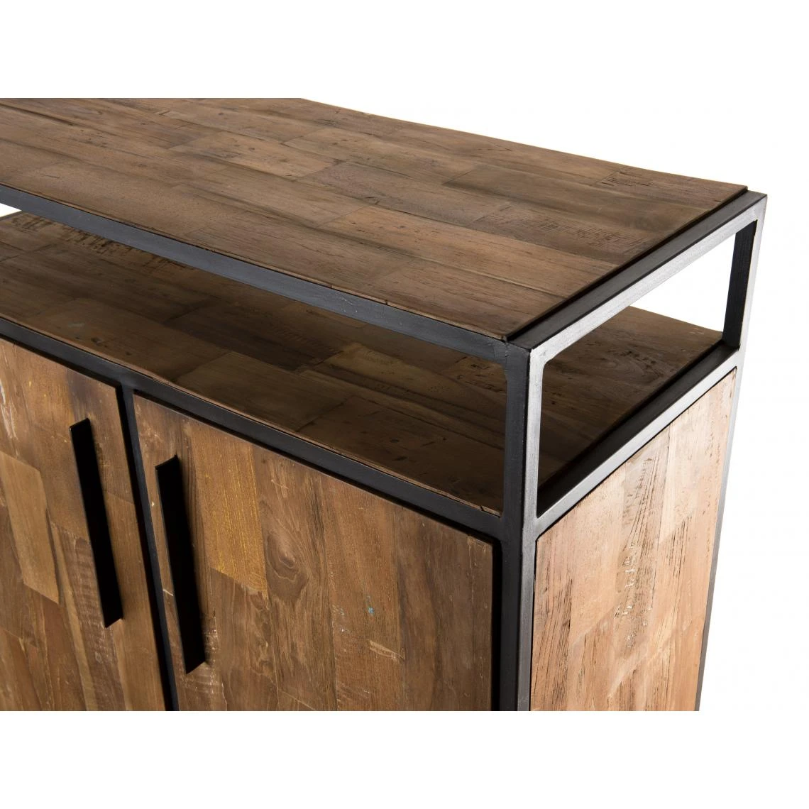 Buffet SIXTINE 2 Portes Et 1 Étagère Bois Teck Recyclé Et Métal – Image 19