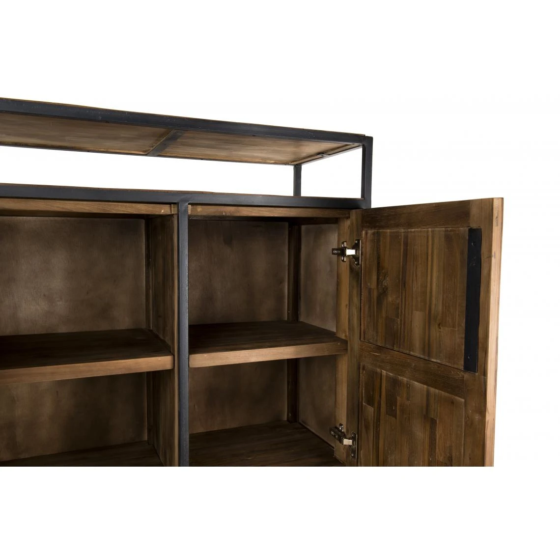 Buffet SIXTINE 2 Portes Et 1 Étagère Bois Teck Recyclé Et Métal – Image 6