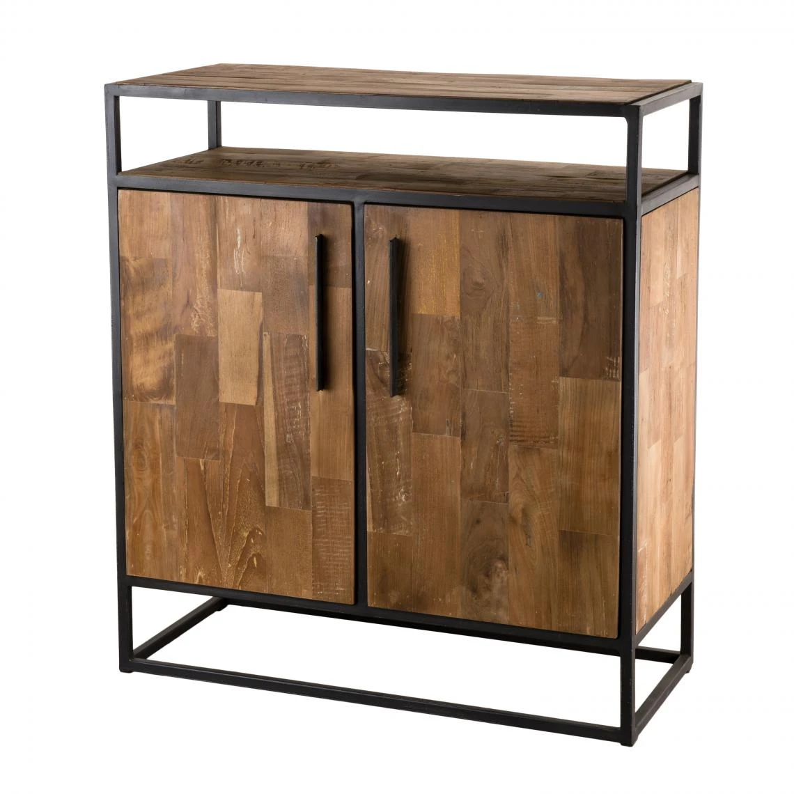 Buffet SIXTINE 2 Portes Et 1 Étagère Bois Teck Recyclé Et Métal – Image 14
