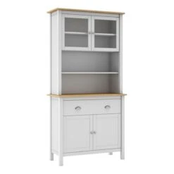 Buffet Vitrine MISTI Blanc Imitation ChĂŞne