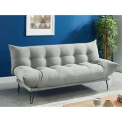 Canapé 3 Places Convertible Clic-clac En Tissu BERSY - Gris Clair