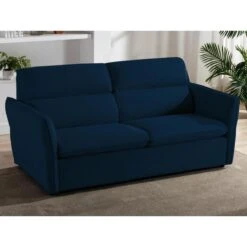 Canapé 3 Places Convertible En Tissu Bleu Nuit IRVINE