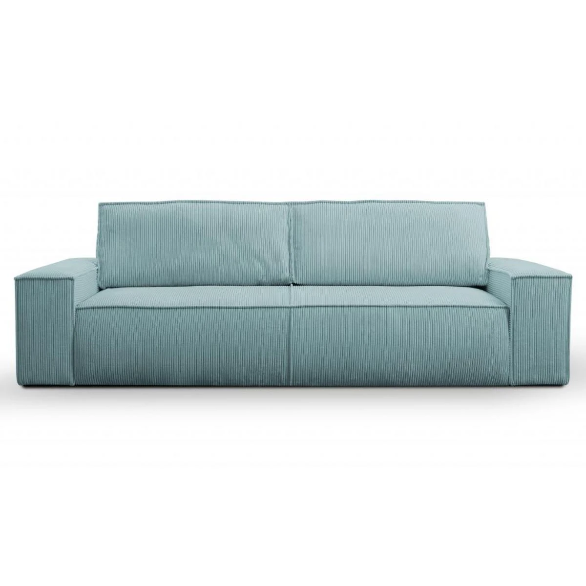 Canapé 3 Places Convertible En Velours Côtelé Bleu Clair AMELIA – Image 3