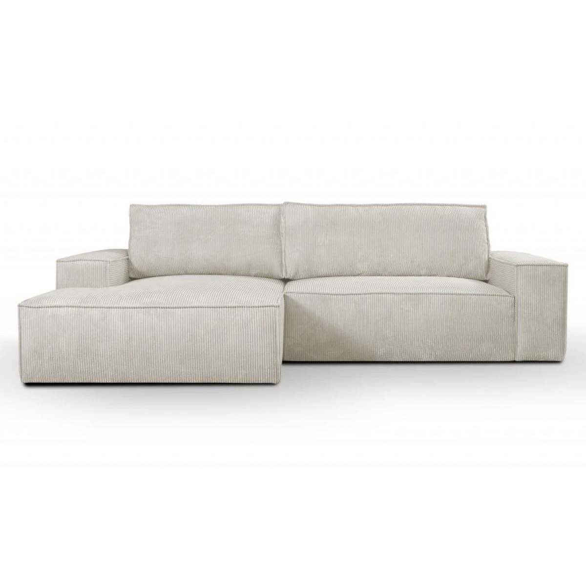 Canapé D'angle Convertible En Velours Côtelé Beige AMELIA - Angle G... – Image 3