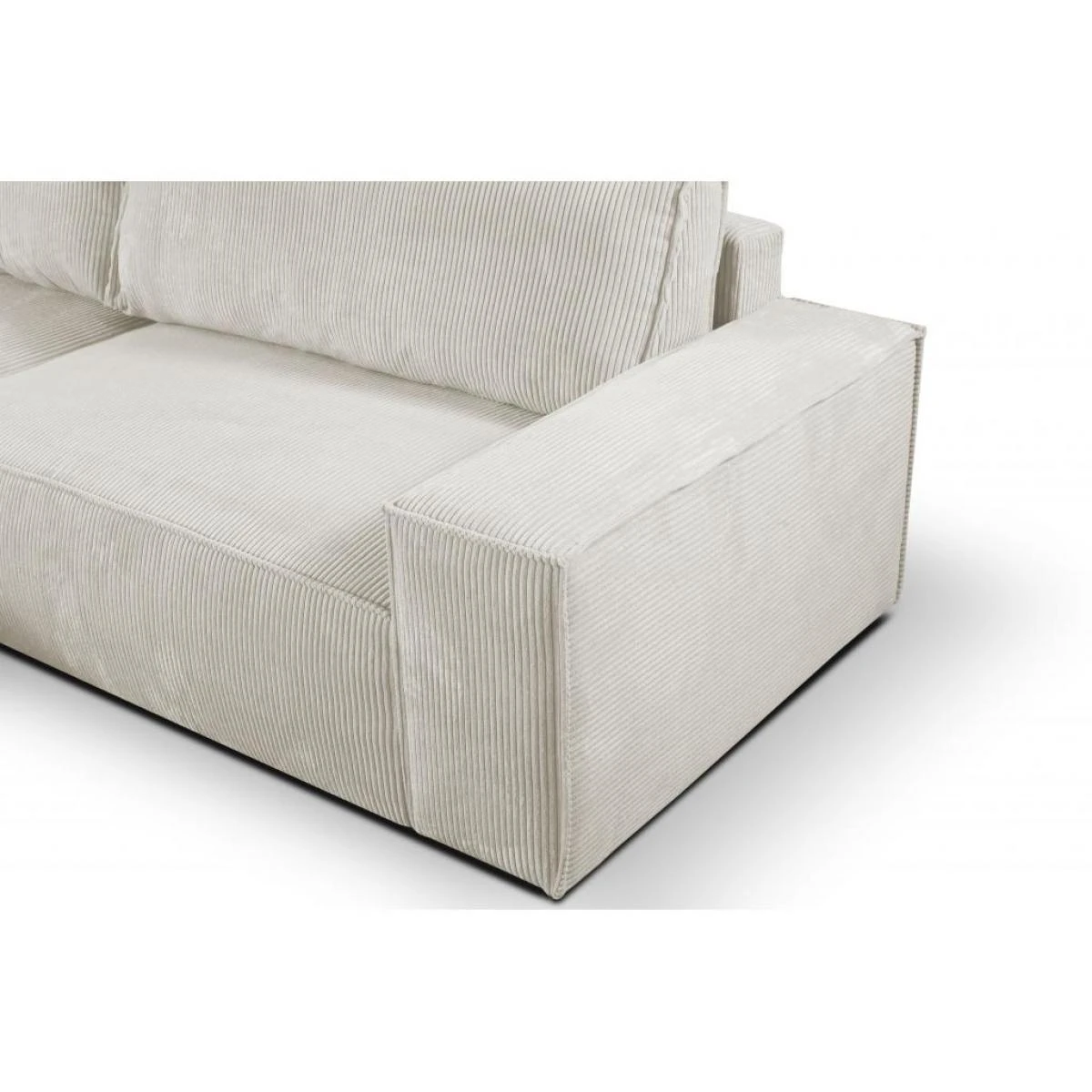 Canapé D'angle Convertible En Velours Côtelé Beige AMELIA - Angle G... – Image 5