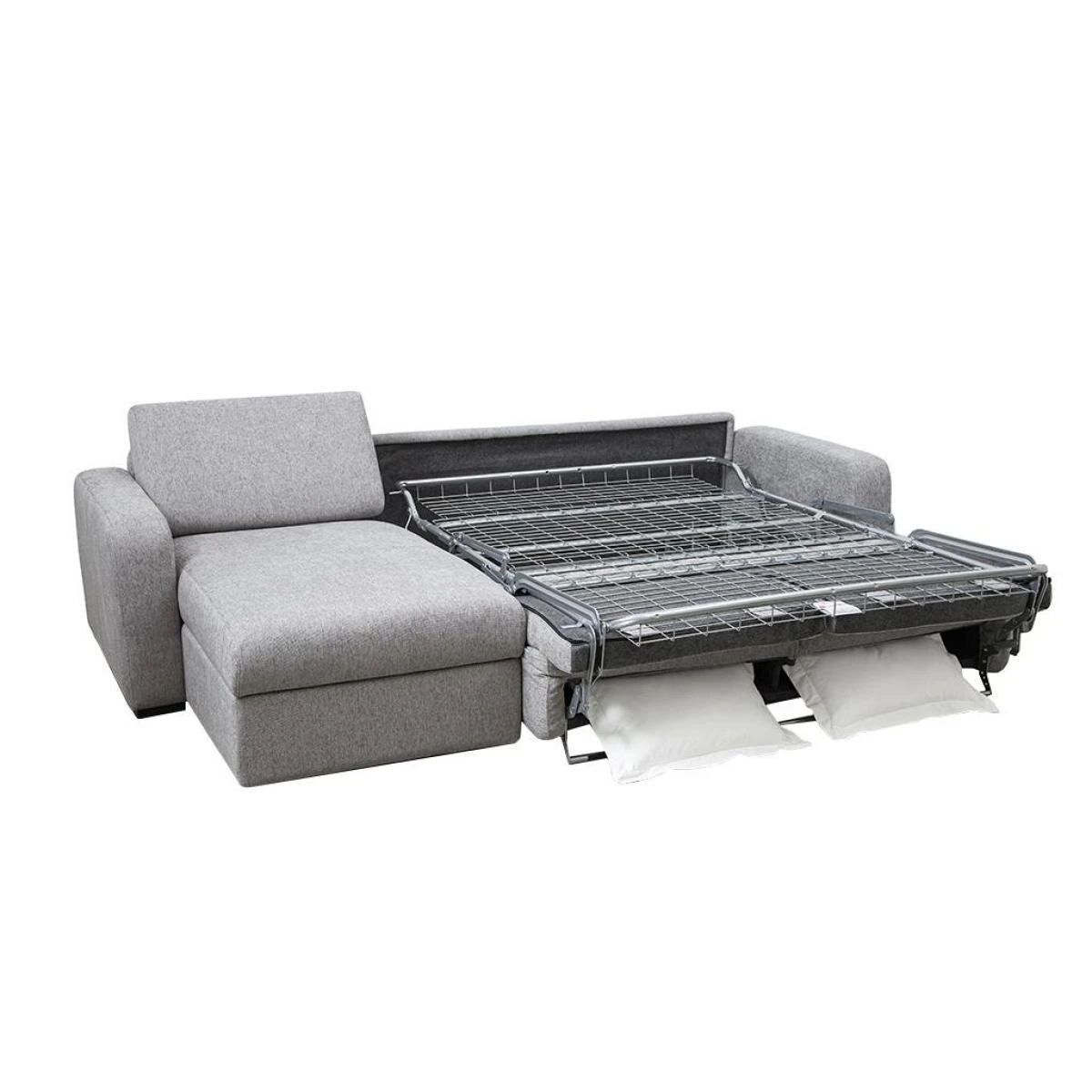 Canapé D'angle Gauche Convertible Express En Tissu Gris BEVIS – Image 4