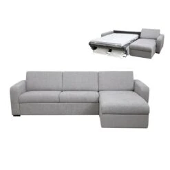 Canapé D'angle Droit Convertible Express En Tissu Gris BEVIS