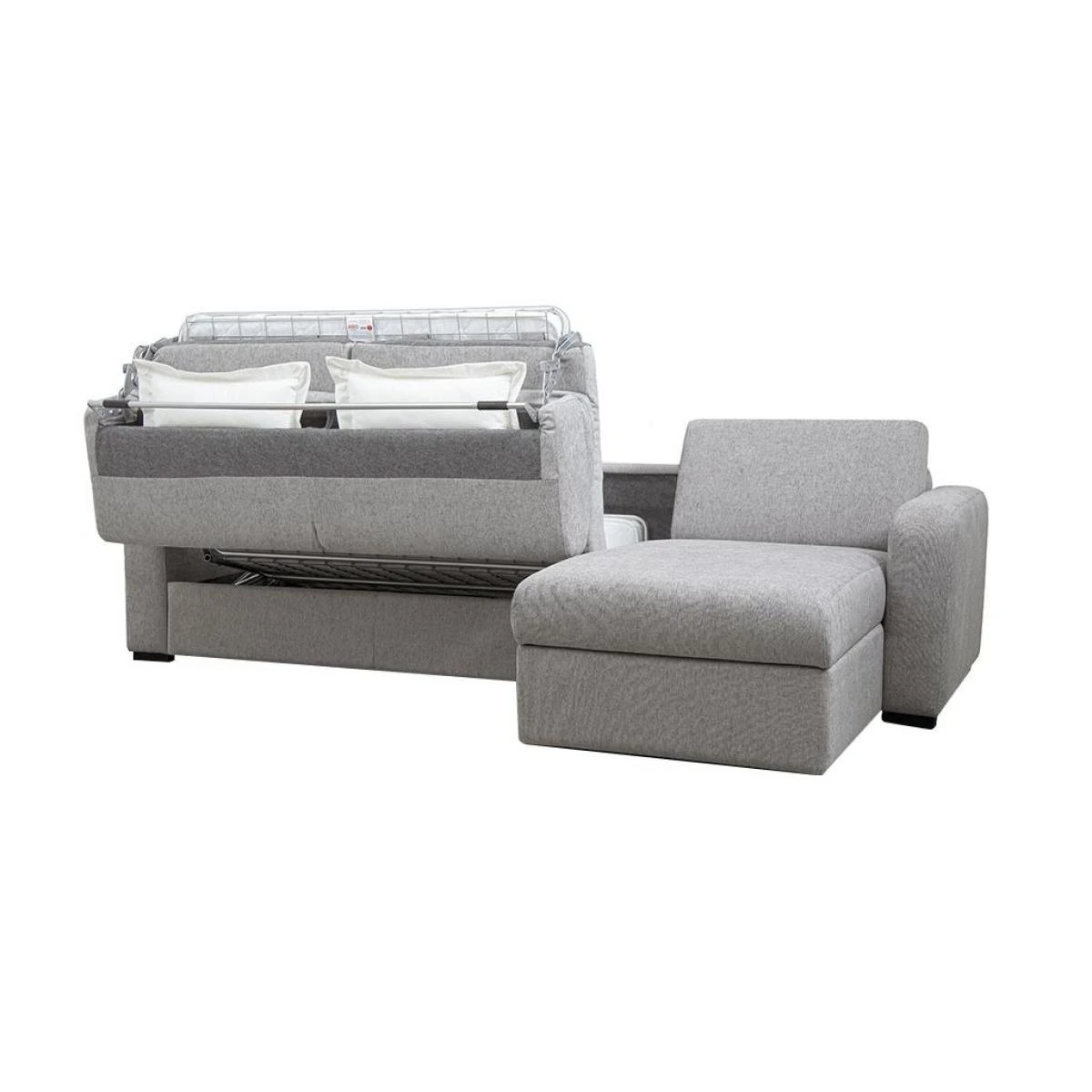 Canapé D'angle Droit Convertible Express En Tissu Gris BEVIS – Image 2