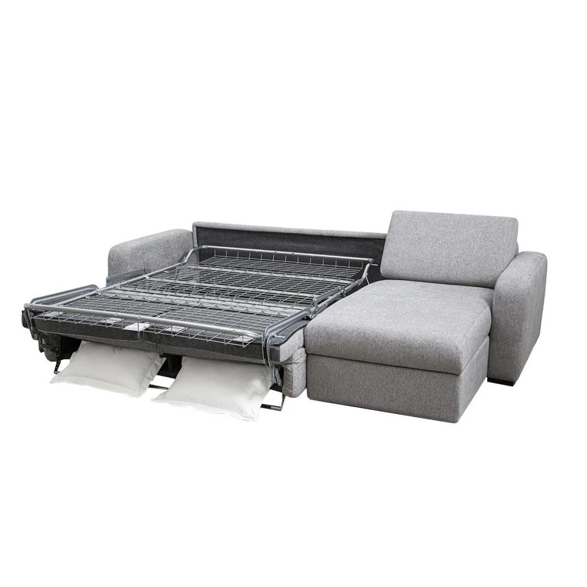 Canapé D'angle Droit Convertible Express En Tissu Gris BEVIS – Image 3